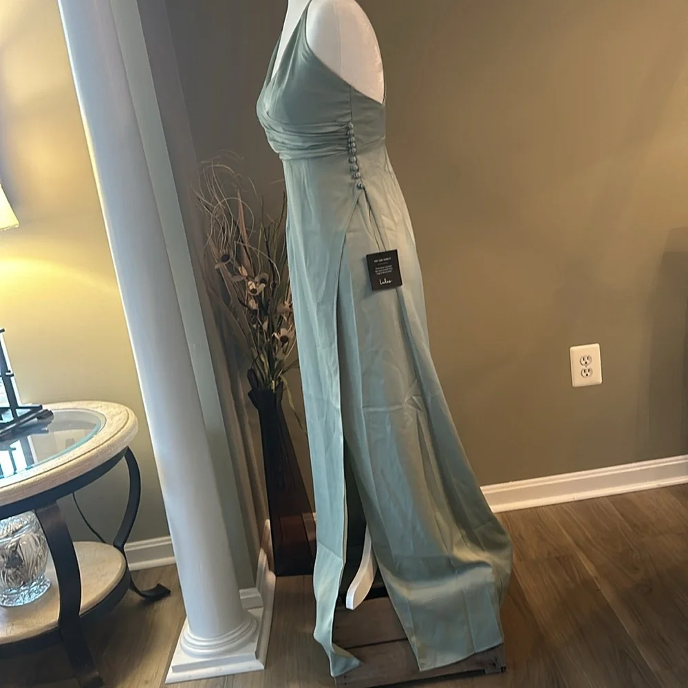 Lulus Sage Green Satin Evening Gown - size small - never been worn - Picture 3 of 5